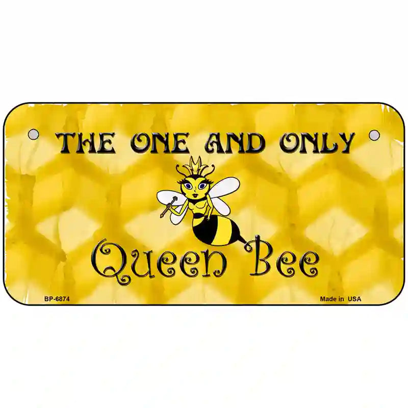 Queen Bee Honey Comb Metal Novelty License Plate 6" x 3" (BP)