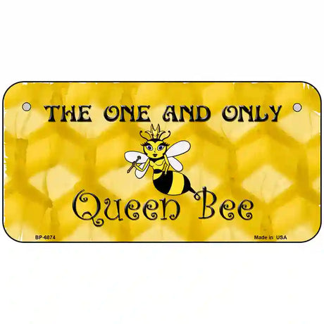 Queen Bee Honey Comb Metal Novelty License Plate 6" x 3" (BP)