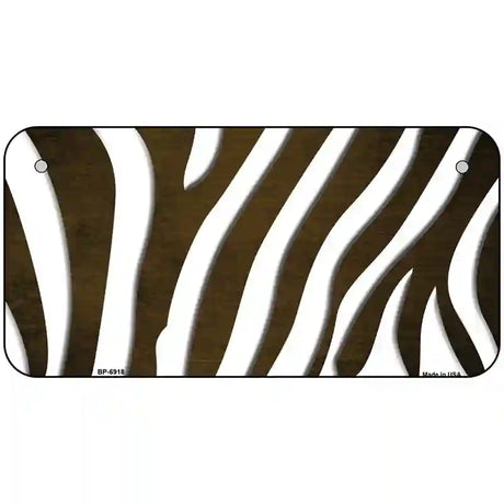 Brown White Zebra Oil Rubbed Metal Novelty License Plate 6" x 3" (BP)