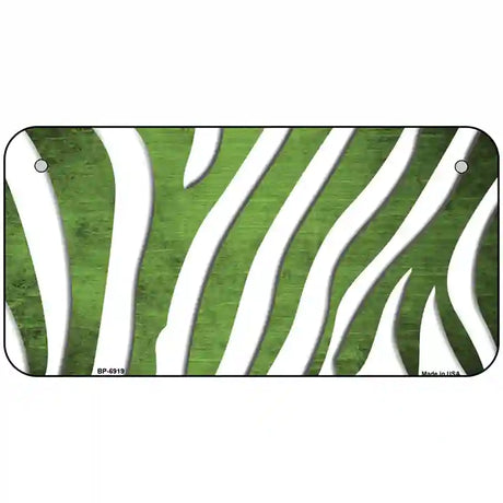 Lime Green White Zebra Oil Rubbed Metal Novelty License Plate 6" x 3" (BP)