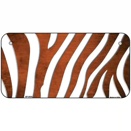 Orange White Zebra Oil Rubbed Metal Novelty License Plate 6" x 3" (BP)