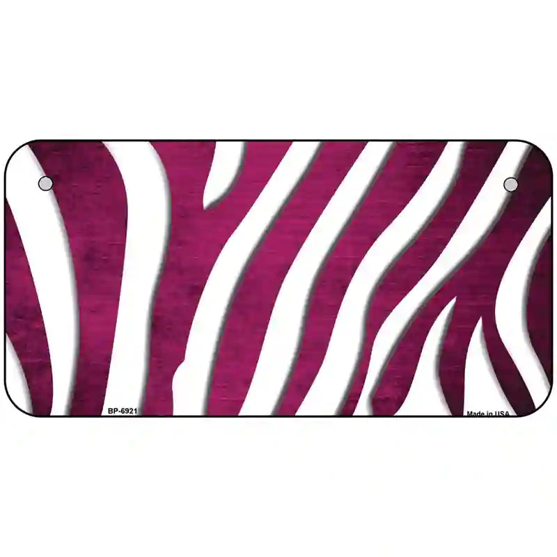 Pink White Zebra Oil Rubbed Metal Novelty License Plate 6" x 3" (BP)