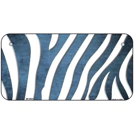 Light Blue White Zebra Oil Rubbed Metal Novelty License Plate 6" x 3" (BP)