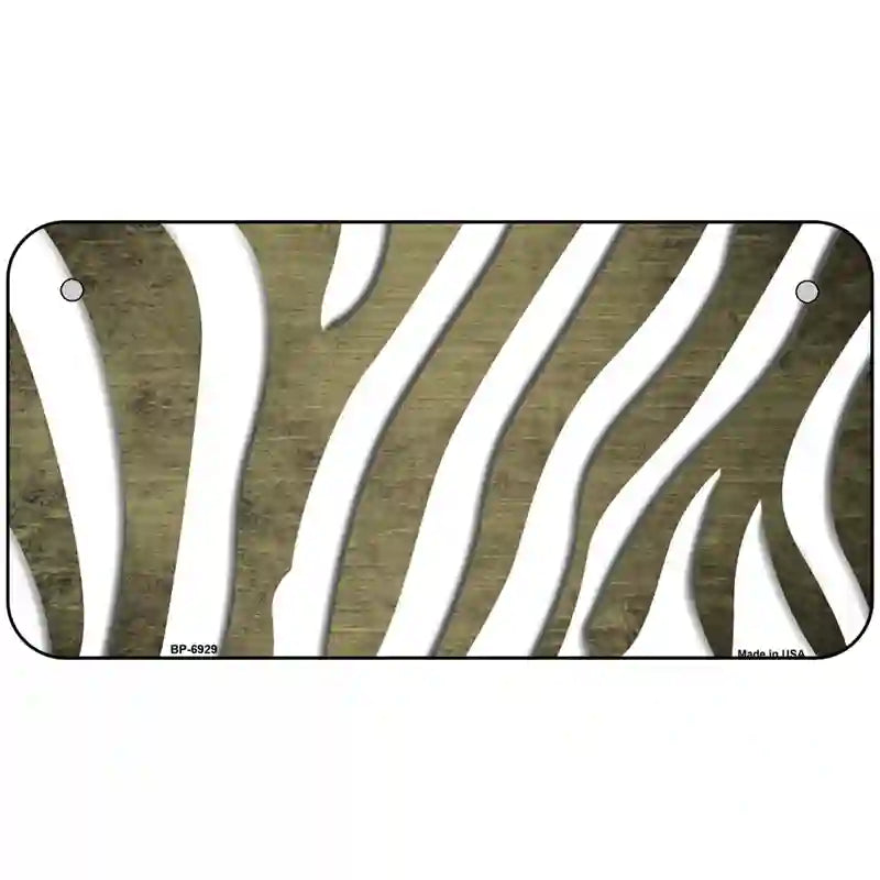 Gold White Zebra Oil Rubbed Metal Novelty License Plate 6" x 3" (BP)