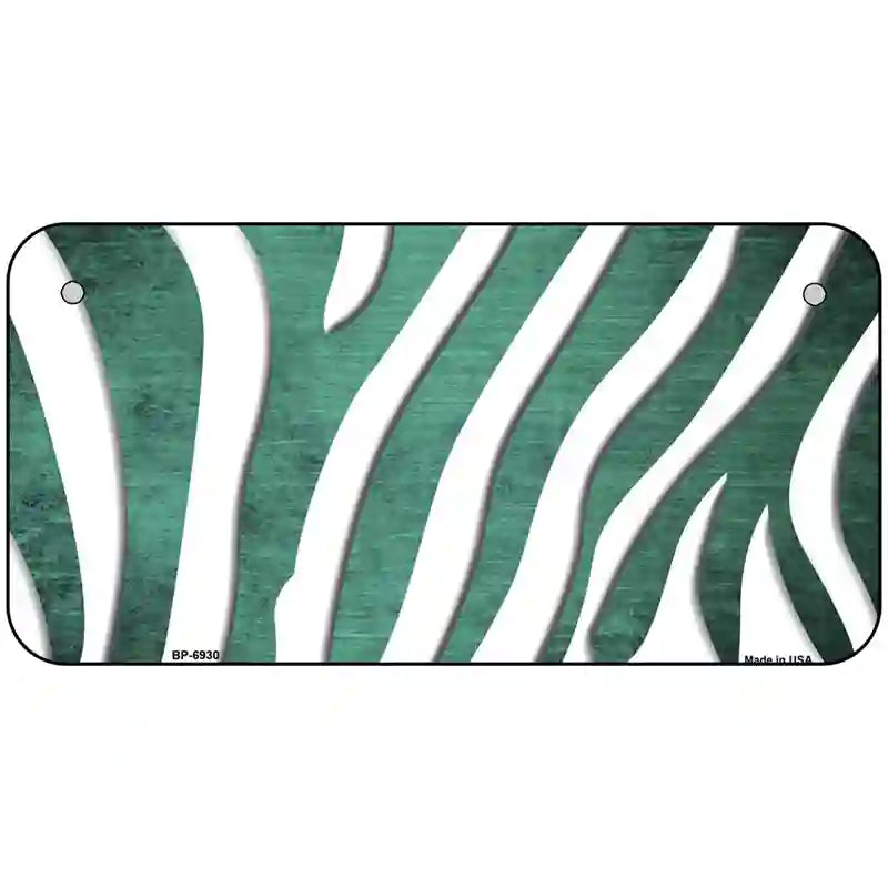 Mint White Zebra Oil Rubbed Metal Novelty License Plate 6" x 3" (BP)