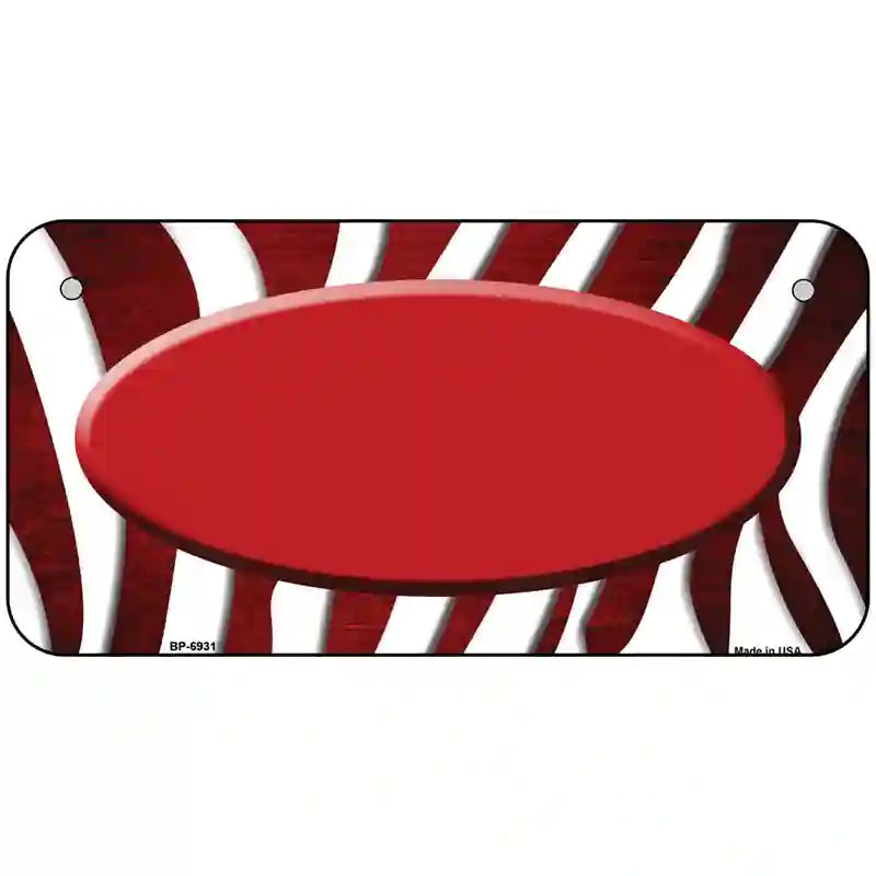 Red White Zebra Oval Oil Rubbed Metal Novelty License Plate 6" x 3" (BP)