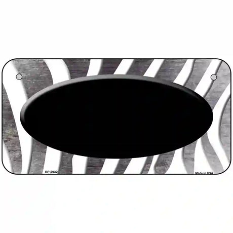 Black White Zebra Oval Oil Rubbed Metal Novelty License Plate 6" x 3" (BP)