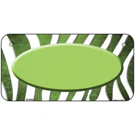 Lime Green White Zebra Oval Oil Rubbed Metal Novelty License Plate 6" x 3" (BP)