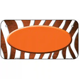 Orange White Zebra Oval Oil Rubbed Metal Novelty License Plate 6" x 3" (BP)