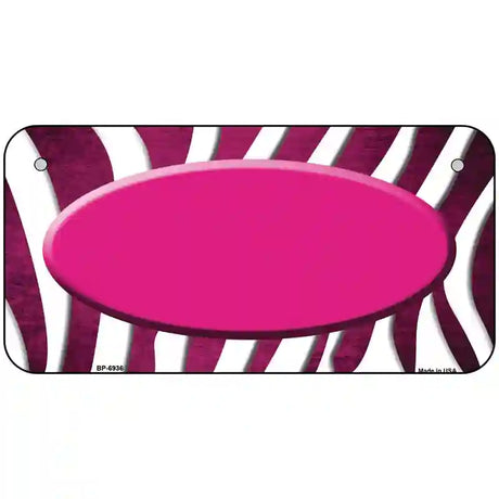 Pink White Zebra Oval Oil Rubbed Metal Novelty License Plate 6" x 3" (BP)