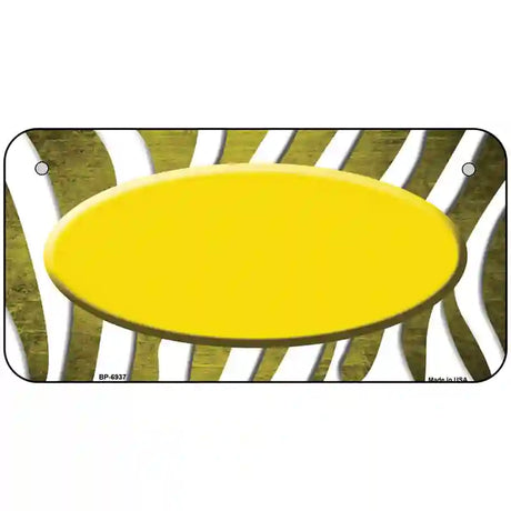 Yellow White Zebra Oval Oil Rubbed Metal Novelty License Plate 6" x 3" (BP)