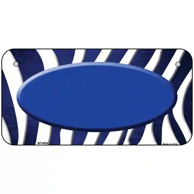 Blue White Zebra Oval Oil Rubbed Metal Novelty License Plate 6" x 3" (BP)