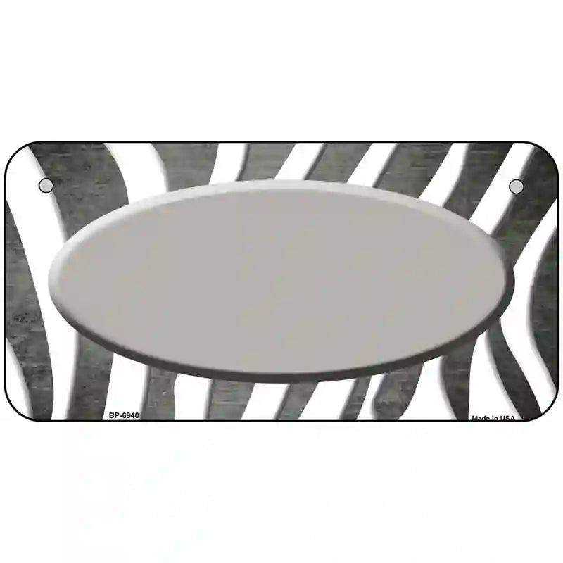 Gray White Zebra Oval Oil Rubbed Metal Novelty License Plate 6" x 3" (BP)