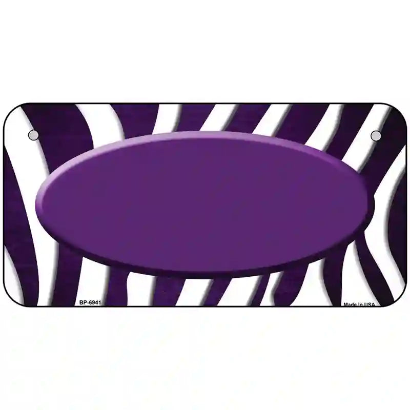 Purple White Zebra Oval Oil Rubbed Metal Novelty License Plate 6" x 3" (BP)