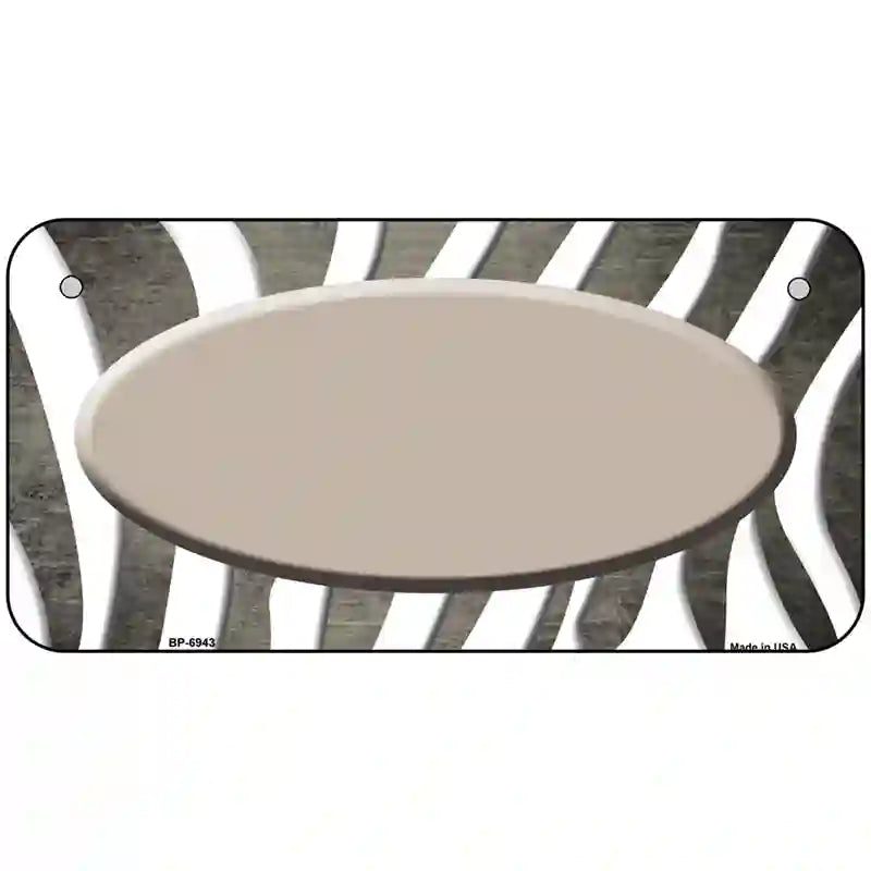 Tan White Zebra Oval Oil Rubbed Metal Novelty License Plate 6" x 3" (BP)