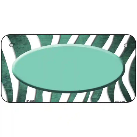 Mint White Zebra Oval Oil Rubbed Metal Novelty License Plate 6" x 3" (BP)