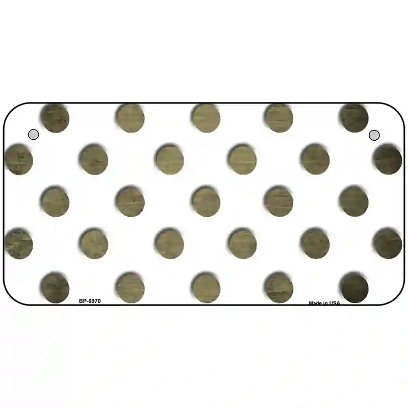 Gold White Dots Oil Rubbed Metal Novelty License Plate 6" x 3" (BP)