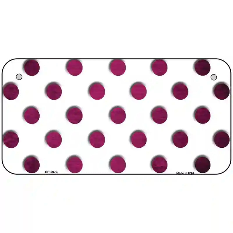 Pink White Dots Oil Rubbed Metal Novelty License Plate 6" x 3" (BP)