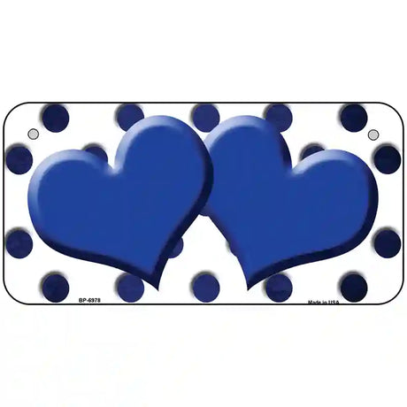 Blue White Dots Hearts Oil Rubbed Metal Novelty License Plate 6" x 3" (BP)