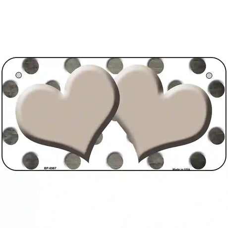 Tan White Dots Hearts Oil Rubbed Metal Novelty License Plate 6" x 3" (BP)