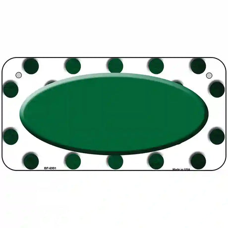 Green White Dots Oval Oil Rubbed Metal Novelty License Plate 6" x 3" (BP)