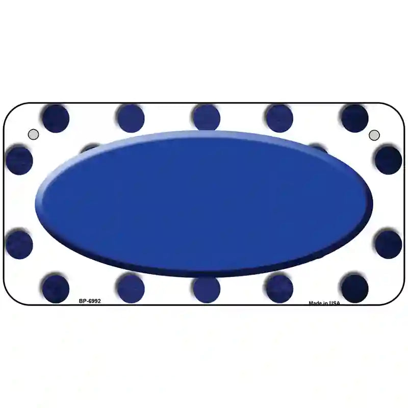 Blue White Dots Oval Oil Rubbed Metal Novelty License Plate 6" x 3" (BP)