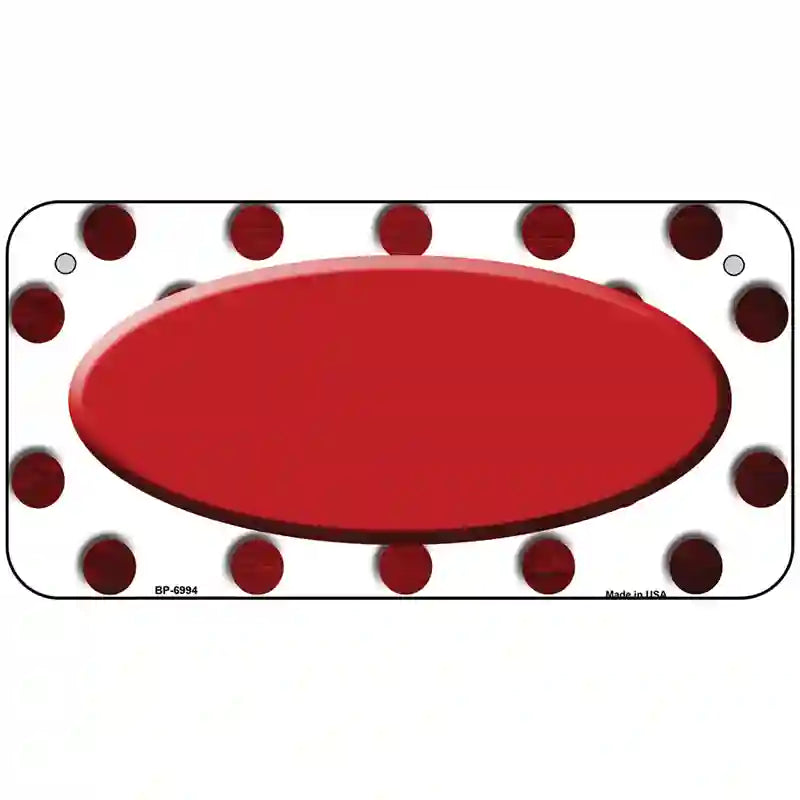 Red White Dots Oval Oil Rubbed Metal Novelty License Plate 6" x 3" (BP)