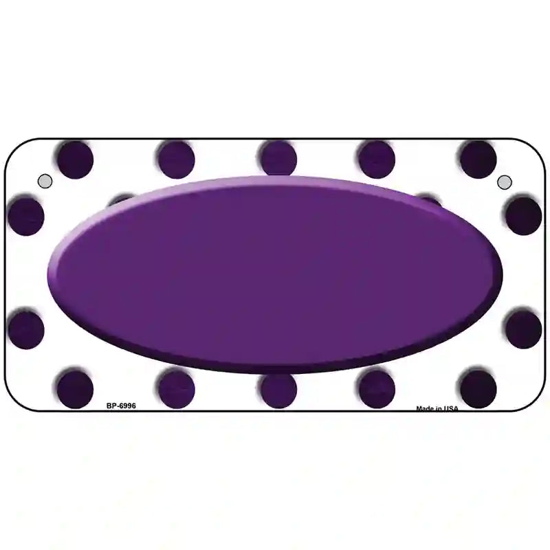 Purple White Dots Oval Oil Rubbed Metal Novelty License Plate 6" x 3" (BP)