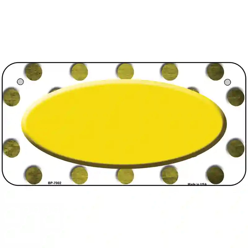 Yellow White Dots Oval Oil Rubbed Metal Novelty License Plate 6" x 3" (BP)