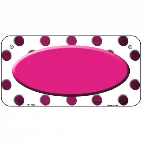 Pink White Dots Oval Oil Rubbed Metal Novelty License Plate 6" x 3" (BP)