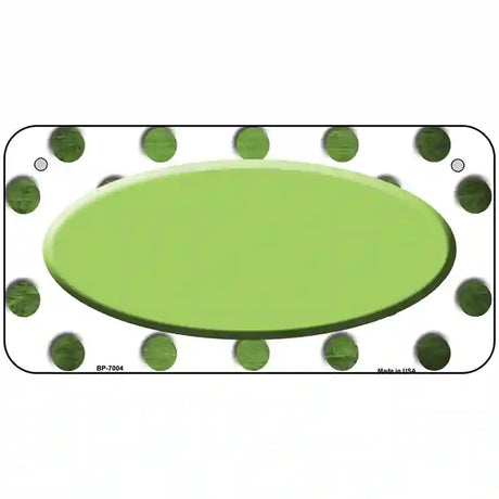 Lime Green White Dots Oval Oil Rubbed Metal Novelty License Plate 6" x 3" (BP)