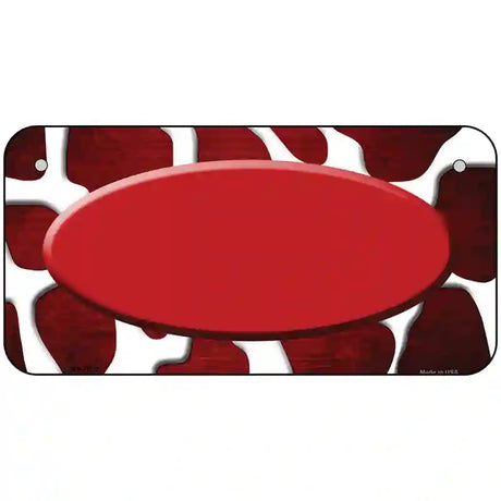 Red White Oval Giraffe Oil Rubbed Metal Novelty License Plate 6" x 3" (BP)