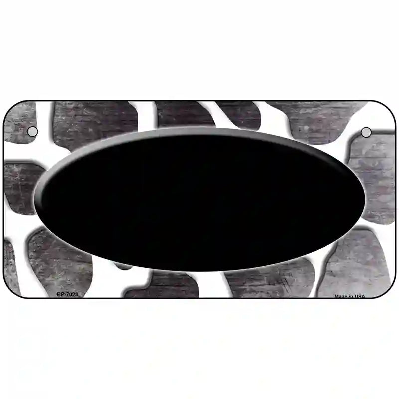 Black White Oval Giraffe Oil Rubbed Metal Novelty License Plate 6" x 3" (BP)