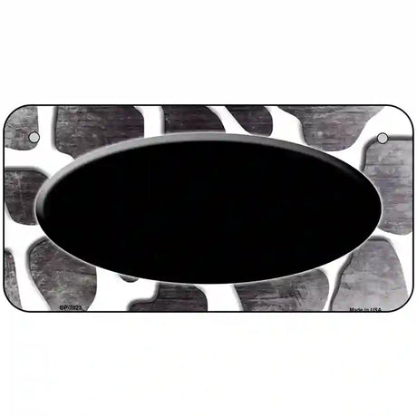 Black White Oval Giraffe Oil Rubbed Metal Novelty License Plate 6" x 3" (BP)