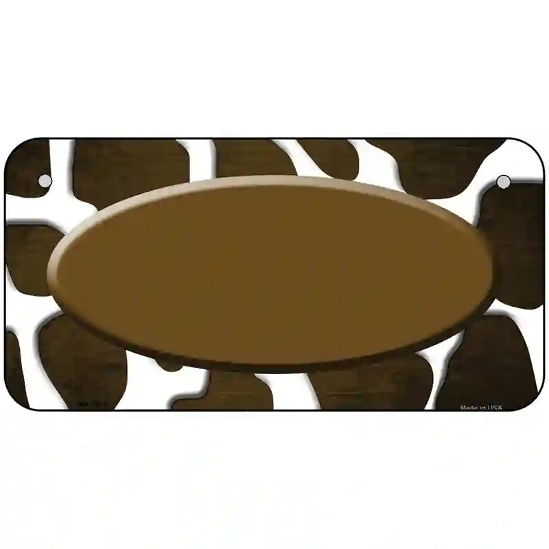 Brown White Oval Giraffe Oil Rubbed Metal Novelty License Plate 6" x 3" (BP)