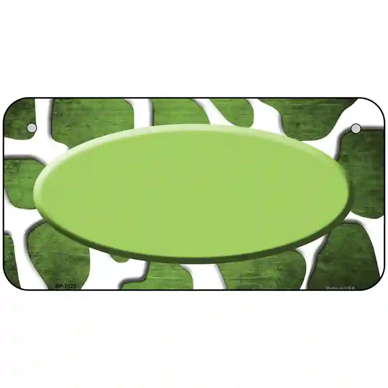 Lime Green White Oval Giraffe Oil Rubbed Metal Novelty License Plate 6" x 3" (BP)