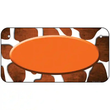 Orange White Oval Giraffe Oil Rubbed Metal Novelty License Plate 6" x 3" (BP)