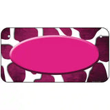 Pink White Oval Giraffe Oil Rubbed Metal Novelty License Plate 6" x 3" (BP)