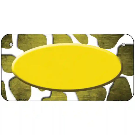 Yellow White Oval Giraffe Oil Rubbed Metal Novelty License Plate 6" x 3" (BP)