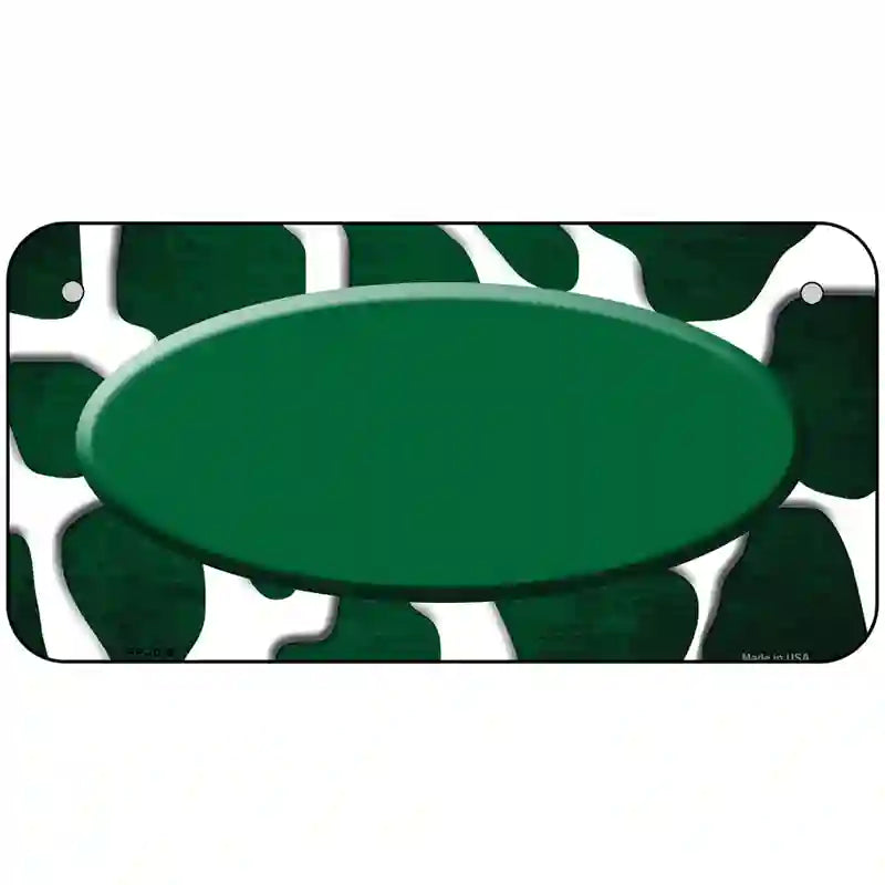 Green White Oval Giraffe Oil Rubbed Metal Novelty License Plate 6" x 3" (BP)