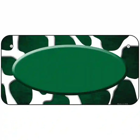 Green White Oval Giraffe Oil Rubbed Metal Novelty License Plate 6" x 3" (BP)