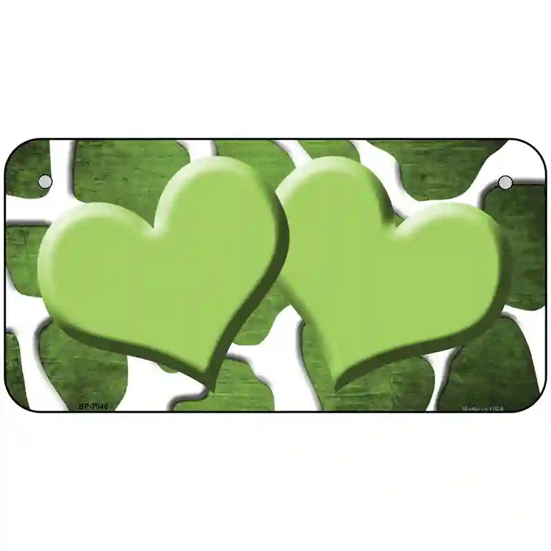 Lime Green White Hearts Giraffe Oil Rubbed Metal Novelty License Plate 6" x 3" (BP)