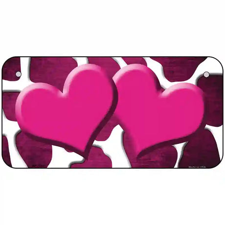 Pink White Hearts Giraffe Oil Rubbed Metal Novelty License Plate 6" x 3" (BP)