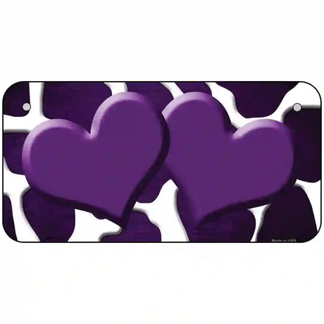 Purple White Hearts Giraffe Oil Rubbed Metal Novelty License Plate 6" x 3" (BP)