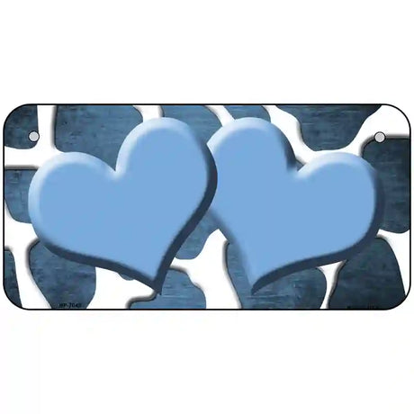 Light Blue White Hearts Giraffe Oil Rubbed Metal Novelty License Plate 6" x 3" (BP)