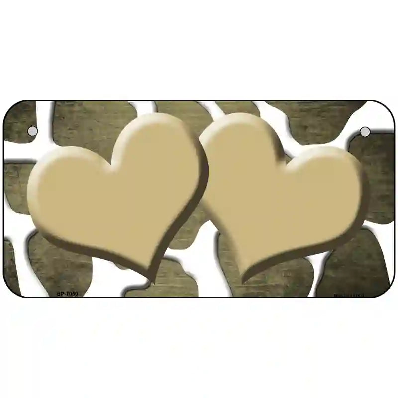 Gold White Hearts Giraffe Oil Rubbed Metal Novelty License Plate 6" x 3" (BP)