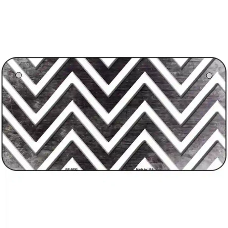 Black White Chevron Oil Rubbed Metal Novelty License Plate 6" x 3" (BP)