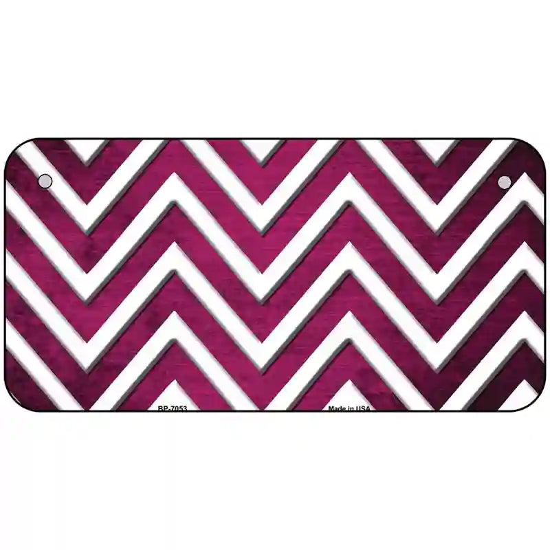 Pink White Chevron Oil Rubbed Metal Novelty License Plate 6" x 3" (BP)