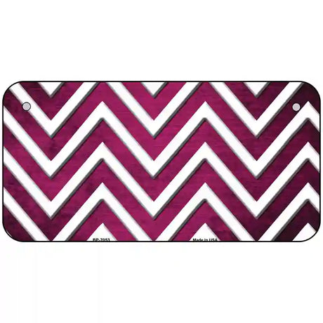 Pink White Chevron Oil Rubbed Metal Novelty License Plate 6" x 3" (BP)