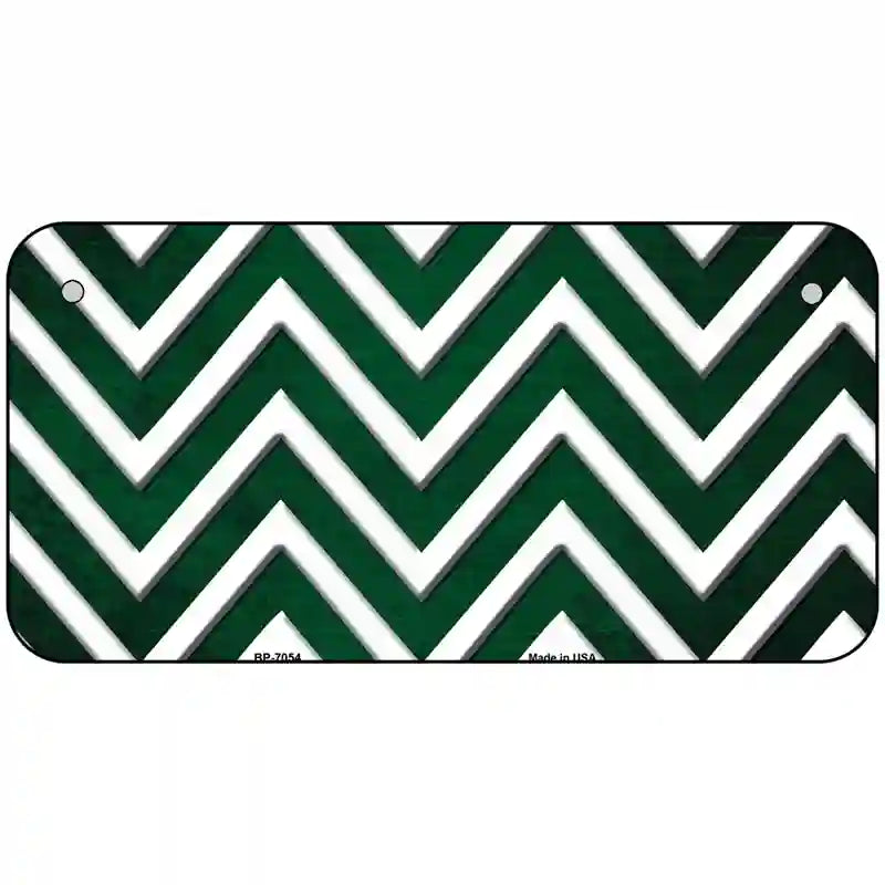 Green White Chevron Oil Rubbed Metal Novelty License Plate 6" x 3" (BP)